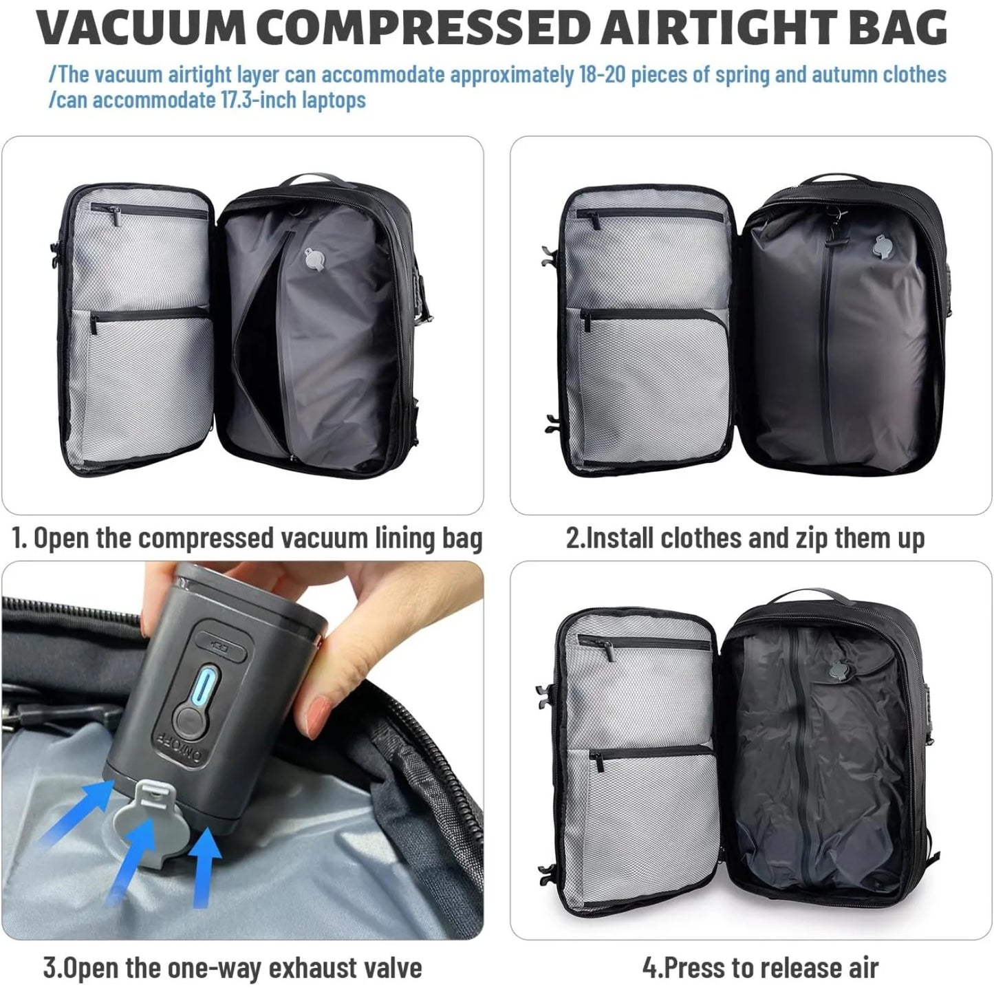 VacPack™ Expandable Anti-Theft Travel Backpack